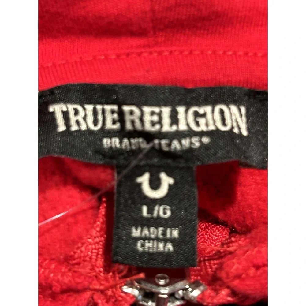 MEN'S TRUE RELIGION BUDDHA LOGO CORE ZIP UP HOODIE‎ JACKET TRUE RED LARGE